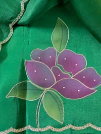 Pure Handloom Designer Organza  - green