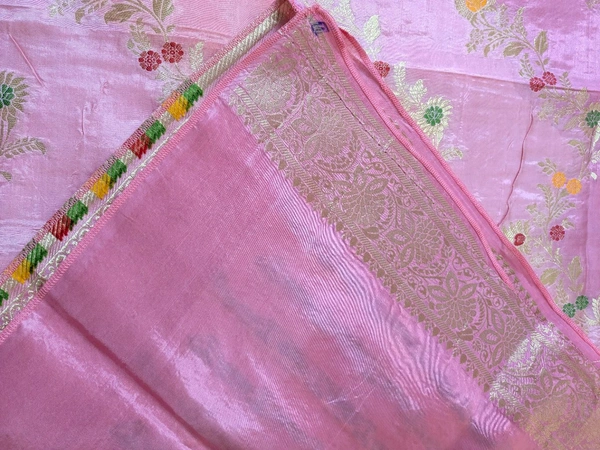 Pure Designer Beneras Soft Pattu - Pink Lace