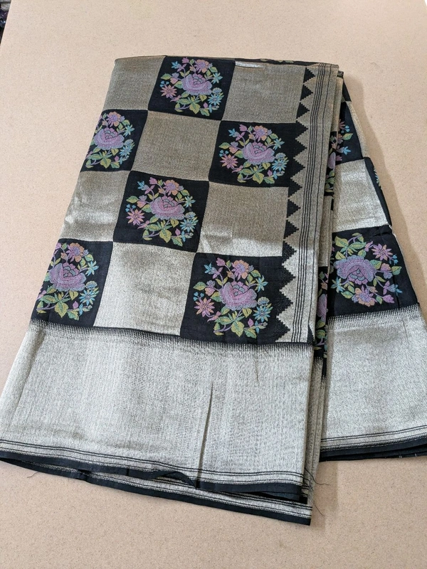 Pure Tissue With Meena Reshma Work - Black