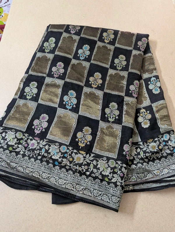 Pure Tusser Tissue Designer  - Black