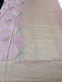 Pure Mushru With Meena Designer  - Pink