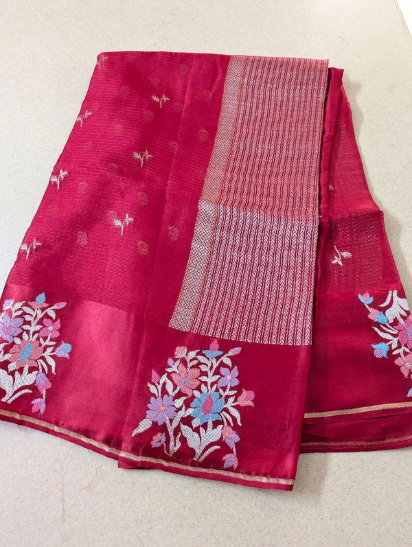 Designer Mushru Kota With Meena - Red