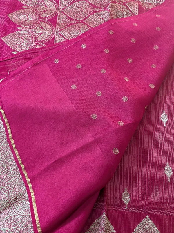 Pure Mushru Tissue Kota Designer  - pink