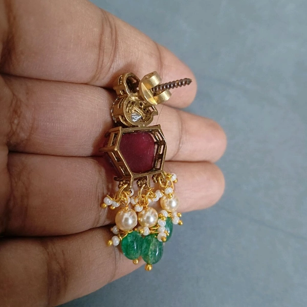 Victorian Pendant With Earrings  - maroon, HD