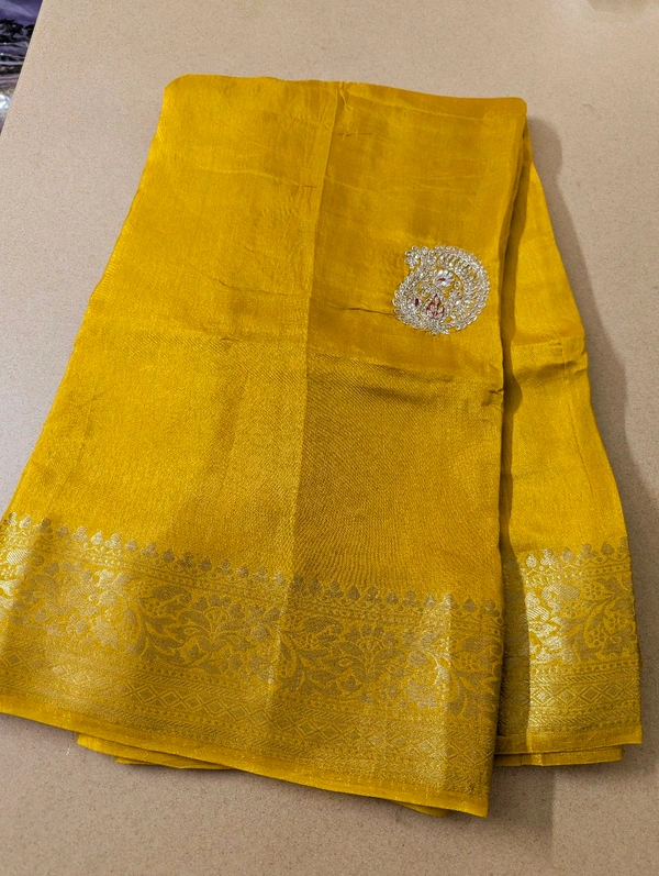 Pure Designer Dola Hand Work  - Gold