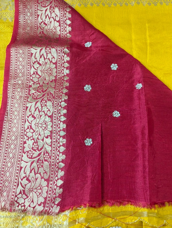 Pure Designer Dola Hand Work  - Gold