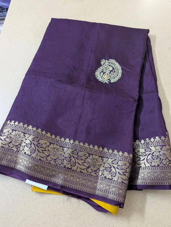 Pure Designer Dola Hand Work  - Purple