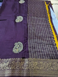 Pure Designer Dola Hand Work  - Purple