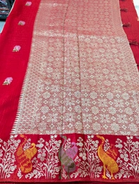 Soft Satin Tusser Weaving  - Red