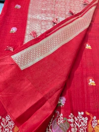Soft Satin Tusser Weaving  - Red