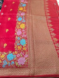 Designer Tusser Georgette  - Red