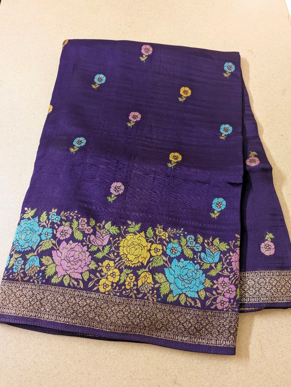 Designer Tusser Georgette  - Pigment Indigo