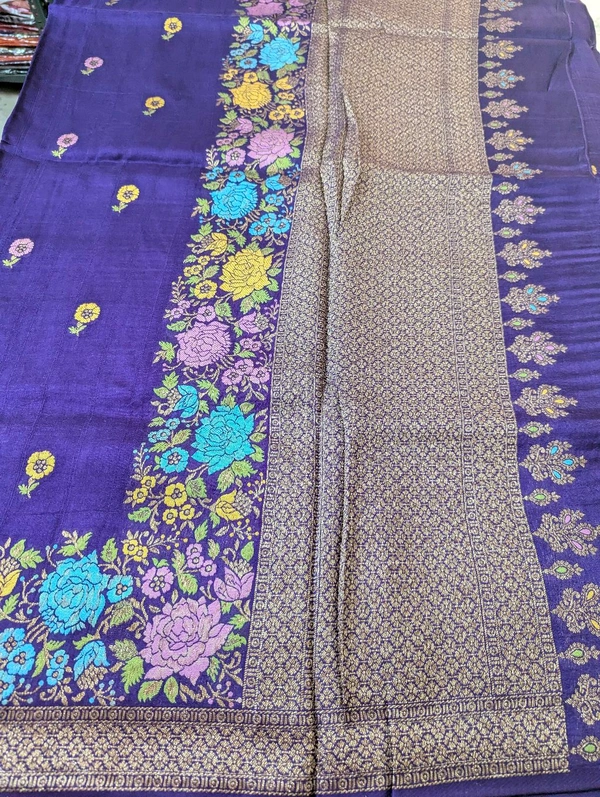 Designer Tusser Georgette  - Pigment Indigo