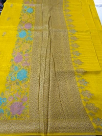 Designer Tusser Georgette  - Yellow