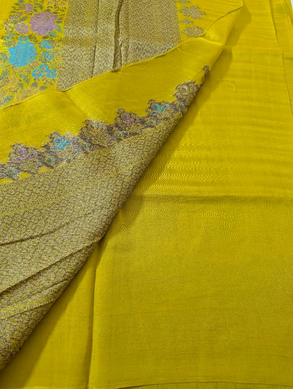 Designer Tusser Georgette  - Yellow