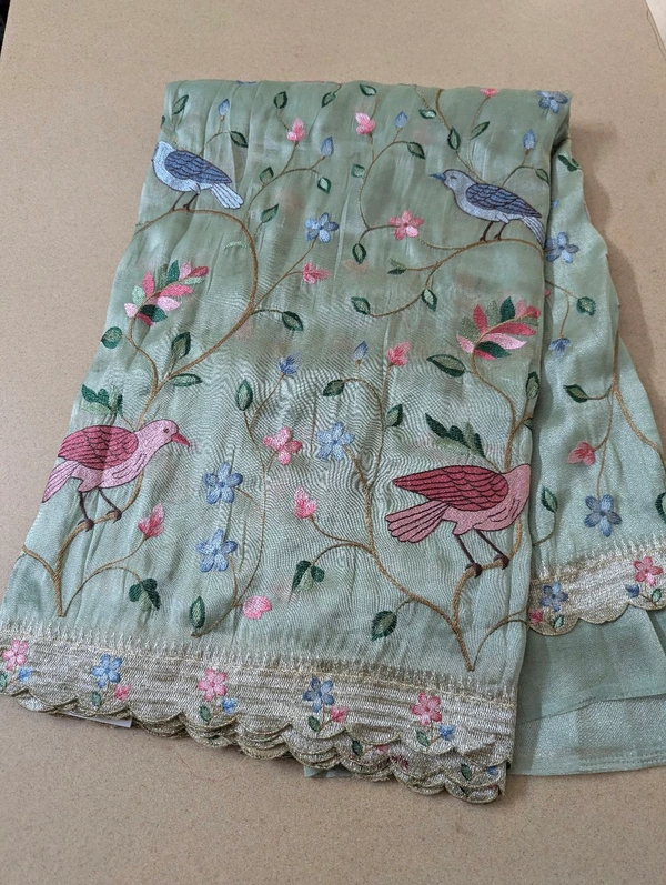 Designer Tissue Embroidery  - Jungle Mist