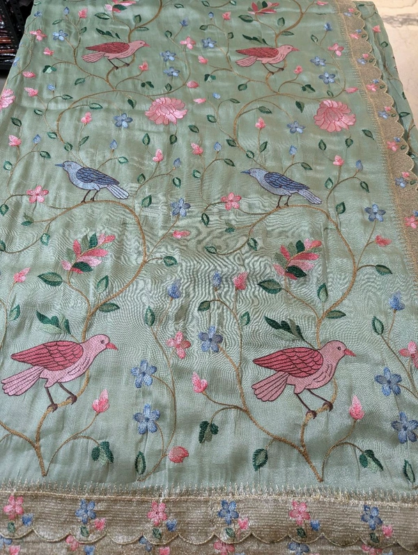 Designer Tissue Embroidery  - Jungle Mist