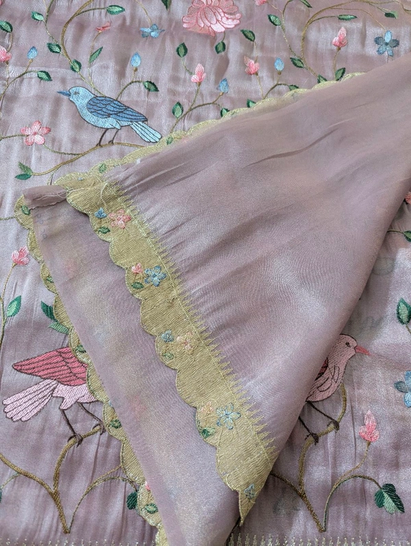 Designer Tissue Embroidery  - Fuchsia Pink