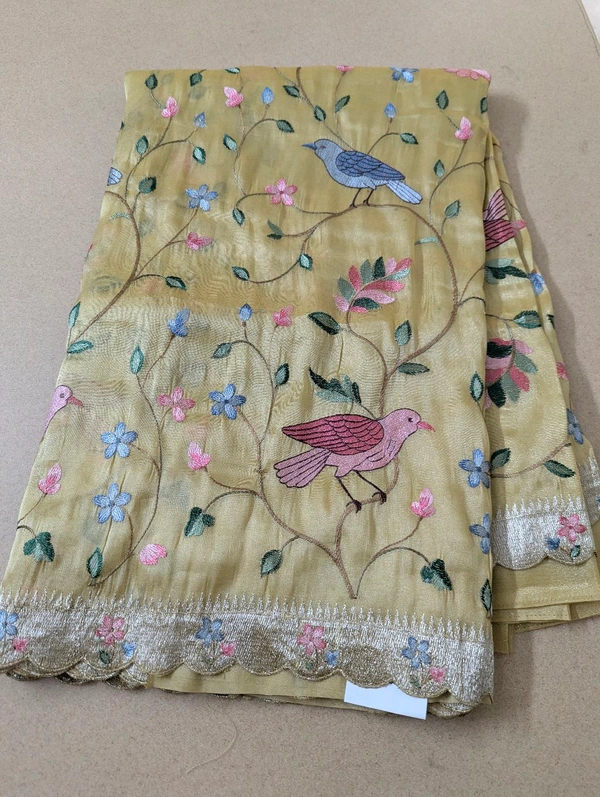 Designer Tissue Embroidery  - Baja White