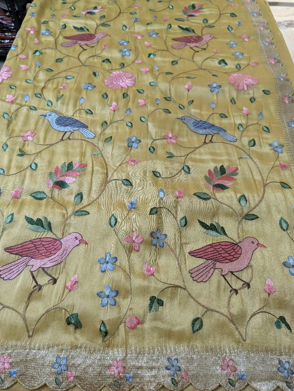 Designer Tissue Embroidery  - Baja White