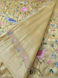 Designer Tissue Embroidery  - Baja White