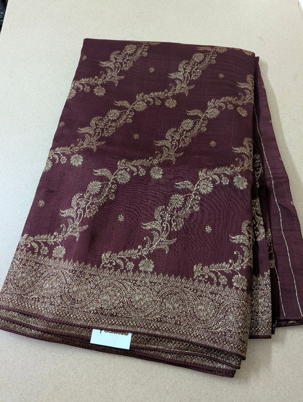 Designer Tusser Georgette  - Brown