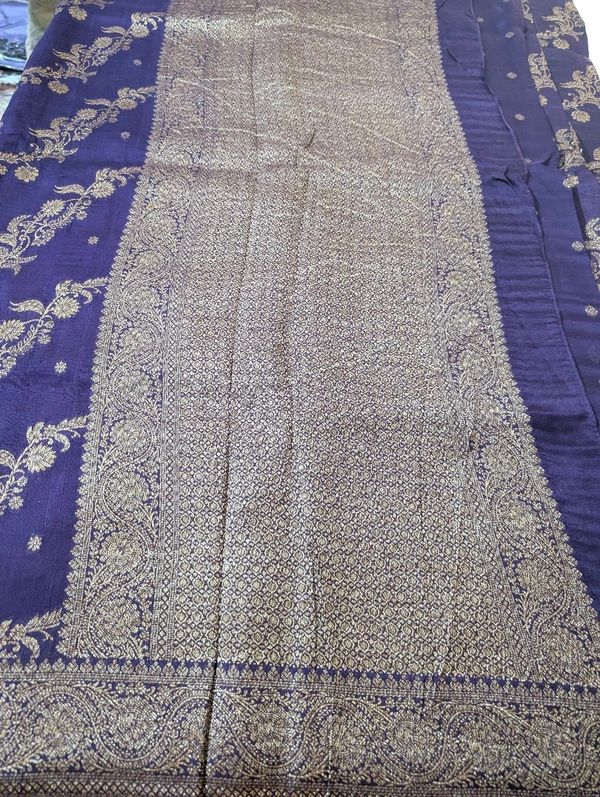 Designer Tusser Georgette  - Pigment Indigo