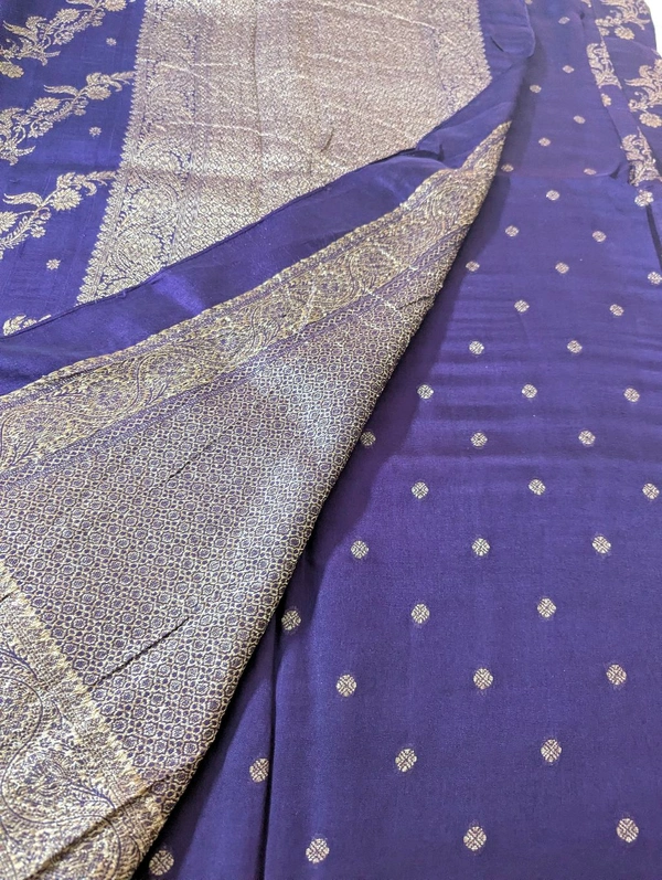 Designer Tusser Georgette  - Pigment Indigo
