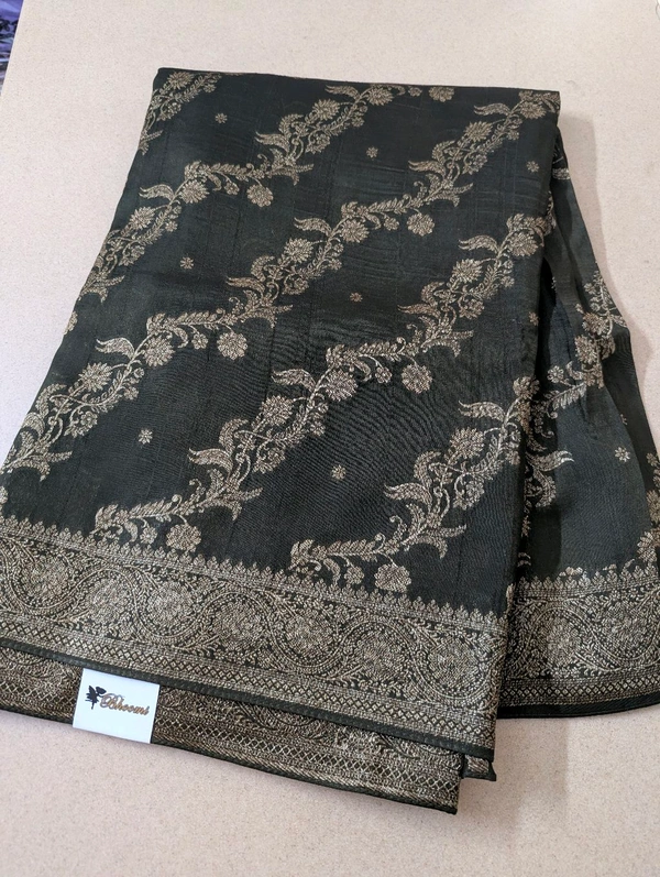 Designer Tusser Georgette  - Black