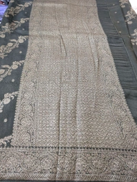 Designer Tusser Georgette  - Black