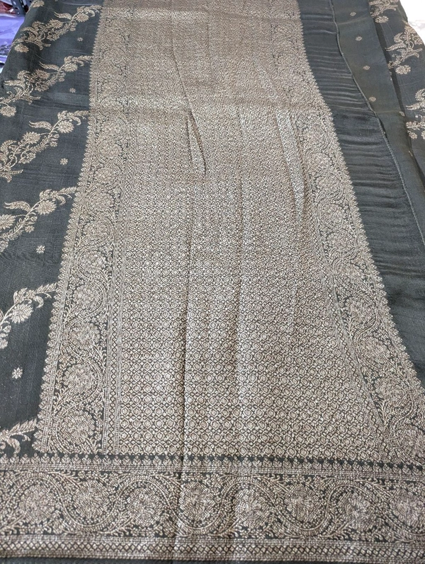 Designer Tusser Georgette  - Black