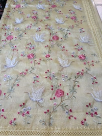Designer Tissue Embroidery  - Cream