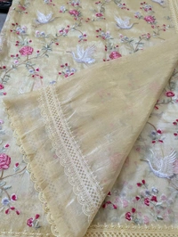 Designer Tissue Embroidery  - Cream