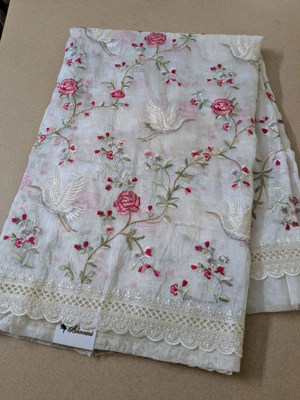 Designer Tissue Embroidery  - White