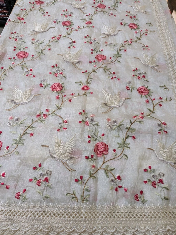 Designer Tissue Embroidery  - White