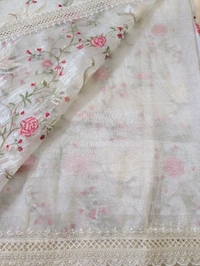 Designer Tissue Embroidery  - White