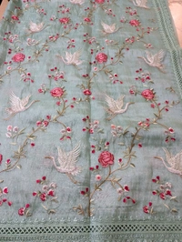 Designer Tissue Embroidery  - Jungle Mist