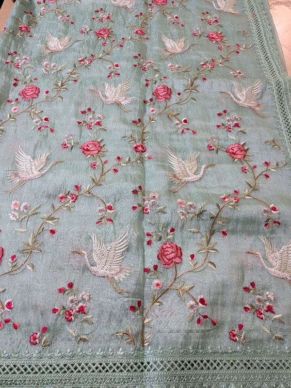 Designer Tissue Embroidery  - Jungle Mist