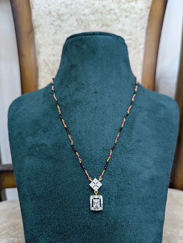 Black Diamond With Pink Mani With Cute Pendent  - HD