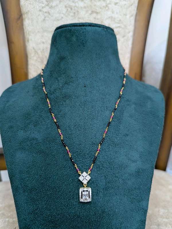 Black Diamond With Pink Mani With Cute Pendent  - Vz