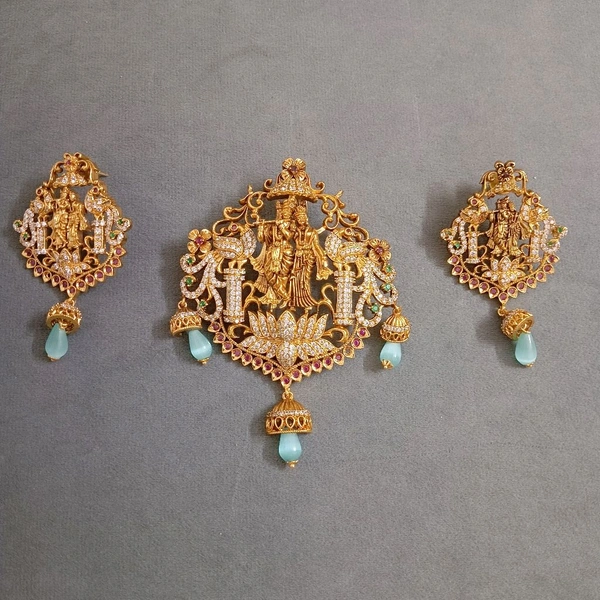 Radha Krishna Pendant With Earrings 