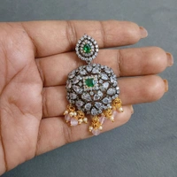 Victorian Pendant With Earrings Black Finishing 