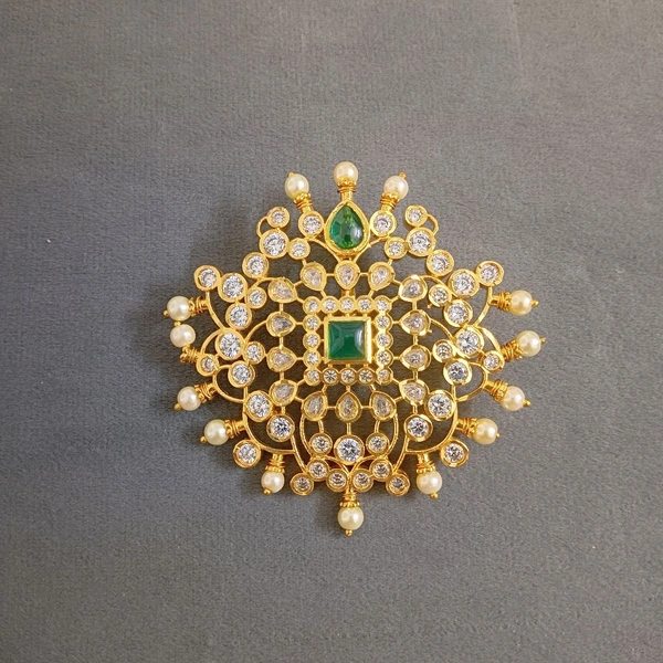 Polki Stone Pendant With Earrings 