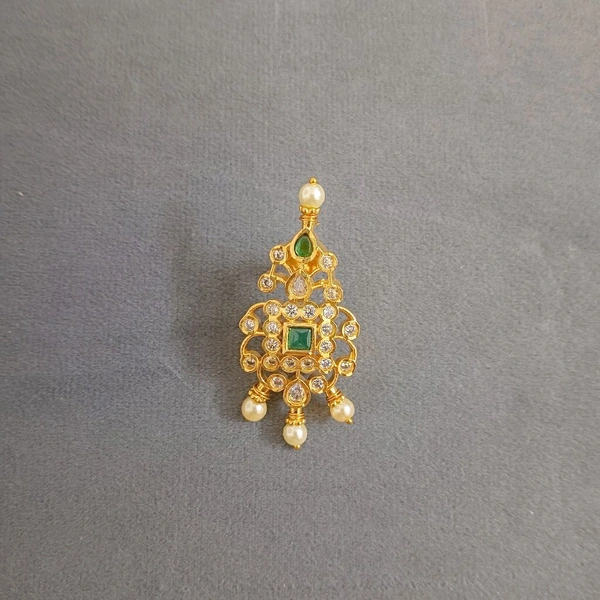 Polki Stone Pendant With Earrings 