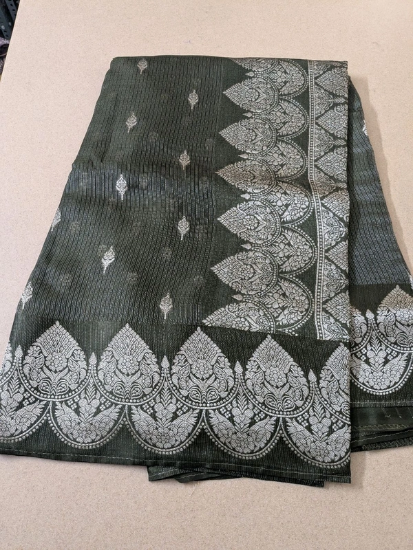 Pure Mushru Tissue Kota Designer  - Verdun Green