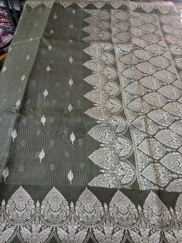 Pure Mushru Tissue Kota Designer  - Verdun Green