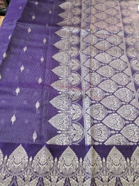 Pure Mushru Tissue Kota Designer  - Pigment Indigo