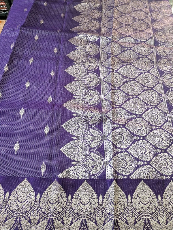 Pure Mushru Tissue Kota Designer  - Pigment Indigo