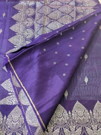 Pure Mushru Tissue Kota Designer  - Pigment Indigo