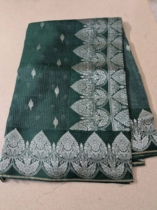 Pure Mushru Tissue Kota Designer  - dark green
